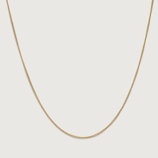 Front view of the adjustable dainty cable necklace showcasing its elegant design and fine craftsmanship.