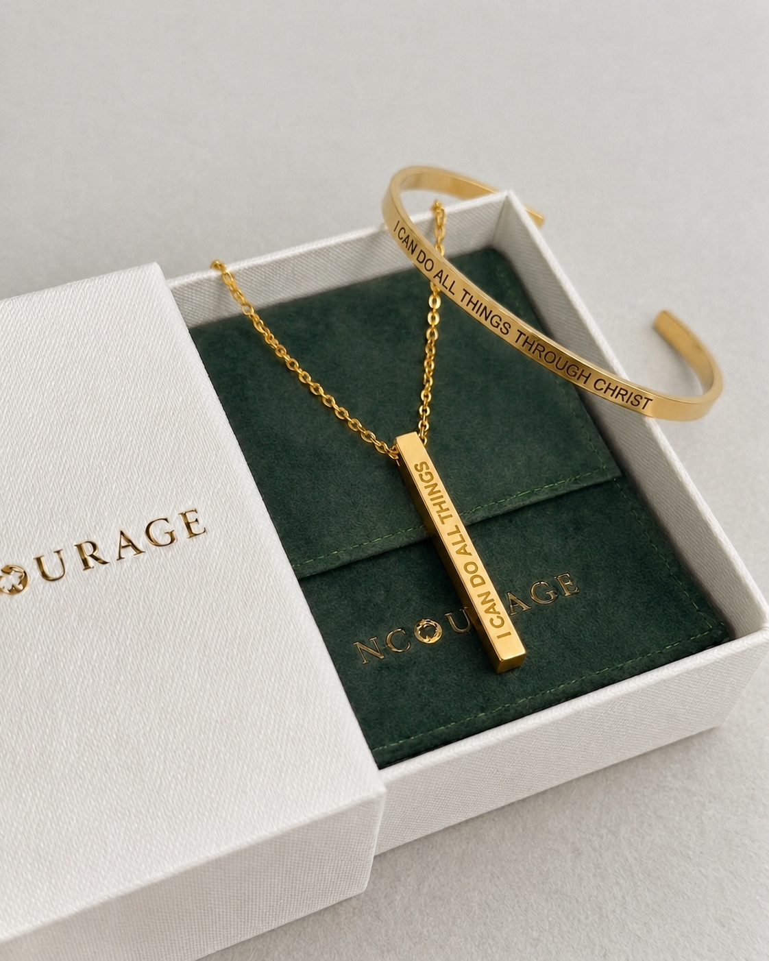 The Phil 4:13 Set — Christian Necklace & Bracelet Set | Scripture Jewellery