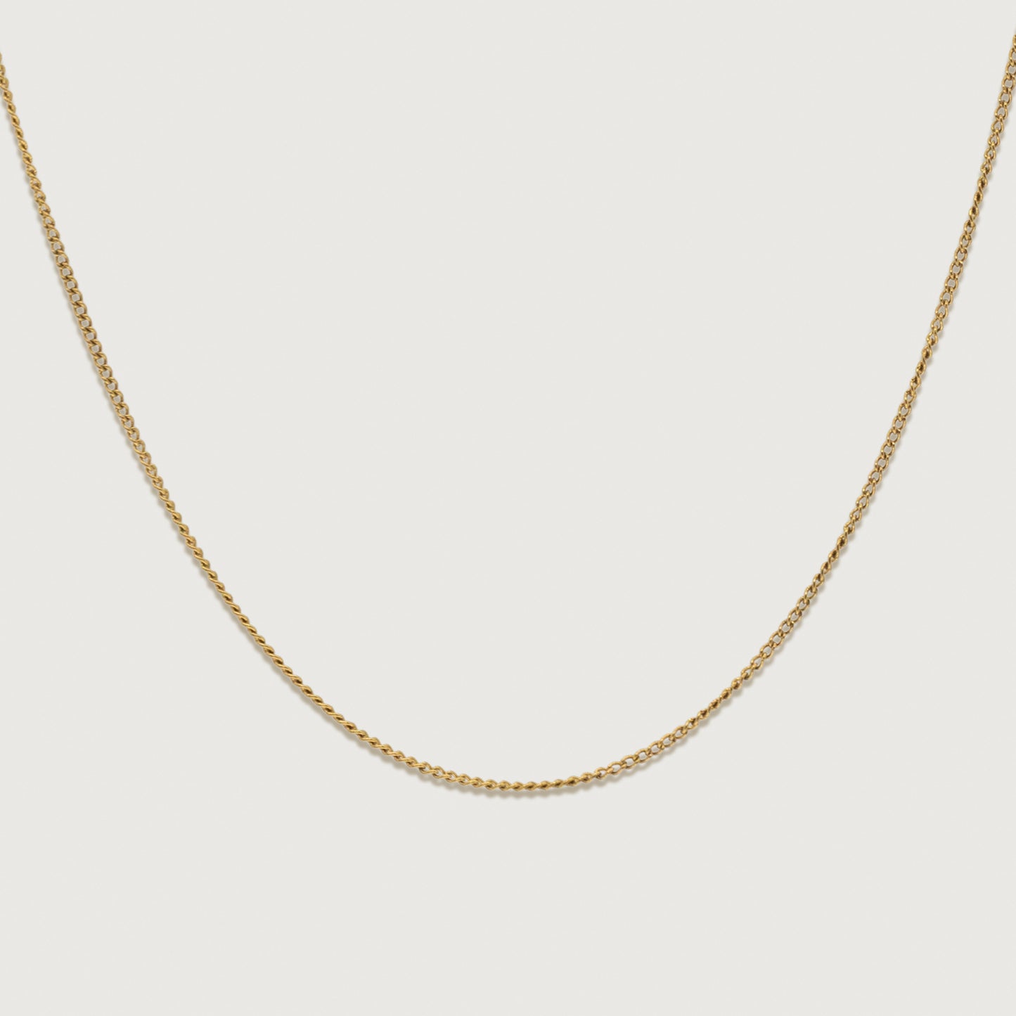  Front view of the adjustable dainty cable necklace showcasing its elegant design and fine craftsmanship.