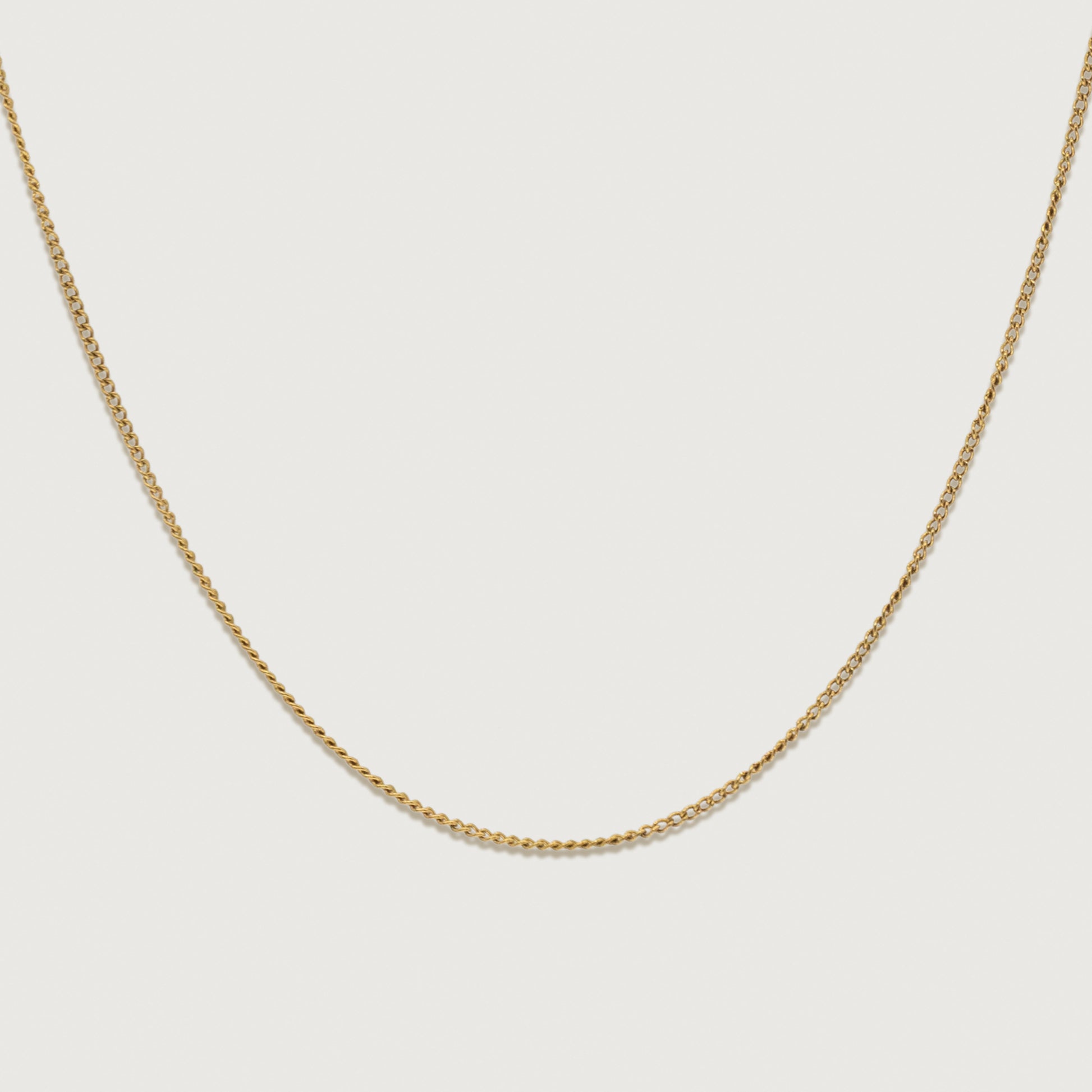  Front view of the adjustable dainty cable necklace showcasing its elegant design and fine craftsmanship.