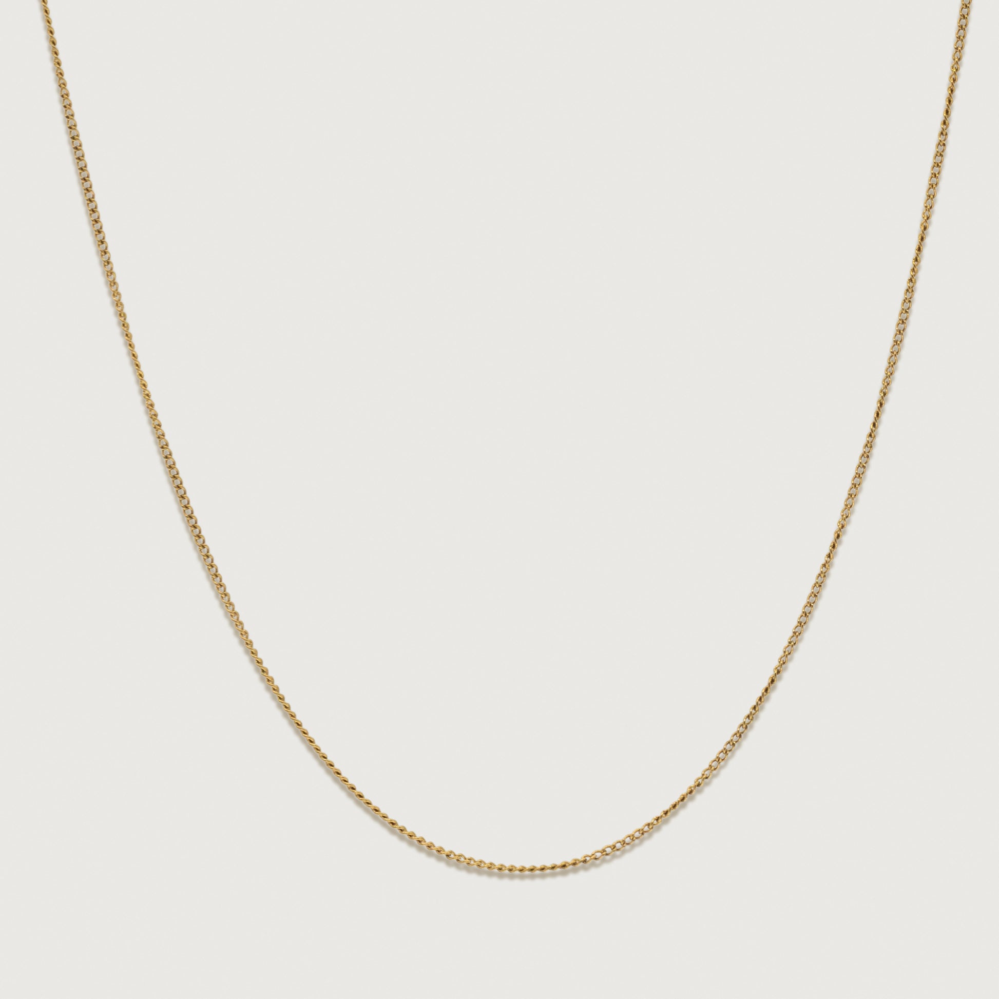 Front view of the adjustable dainty cable necklace showcasing its elegant design and fine craftsmanship.