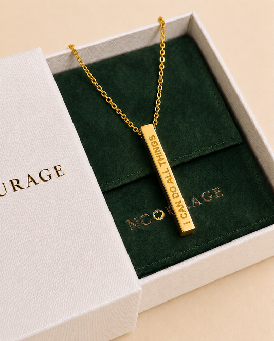 I Can Do All Things Through Christ Vertical Bar Necklace