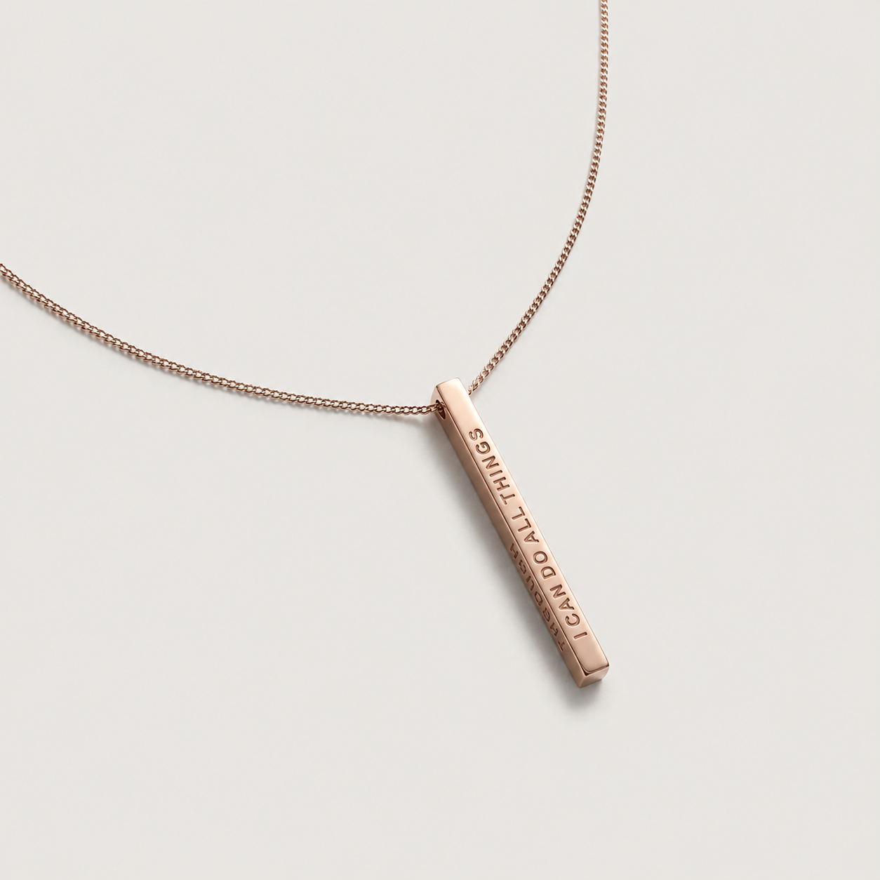 I Can Do All Things Through Christ Vertical Bar Necklace