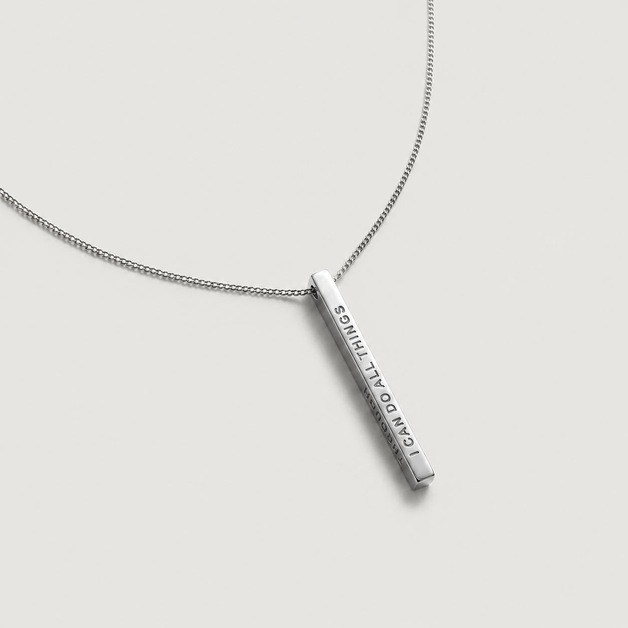 I Can Do All Things Through Christ Vertical Bar Necklace