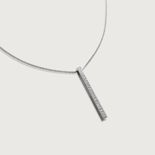 I Can Do All Things Through Christ Vertical Bar Necklace