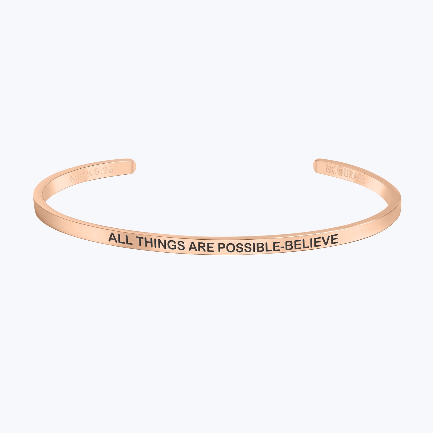 ALL THINGS ARE POSSIBLE - BELIEVE -bracelet featuring a sleek, polished finish and adjustable fit."